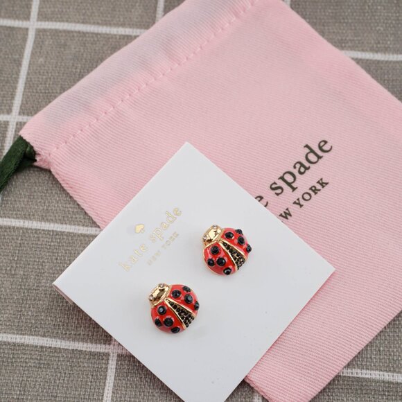 Kate Spade Red Ladybug Stud Earrings - Picture 2 of 2